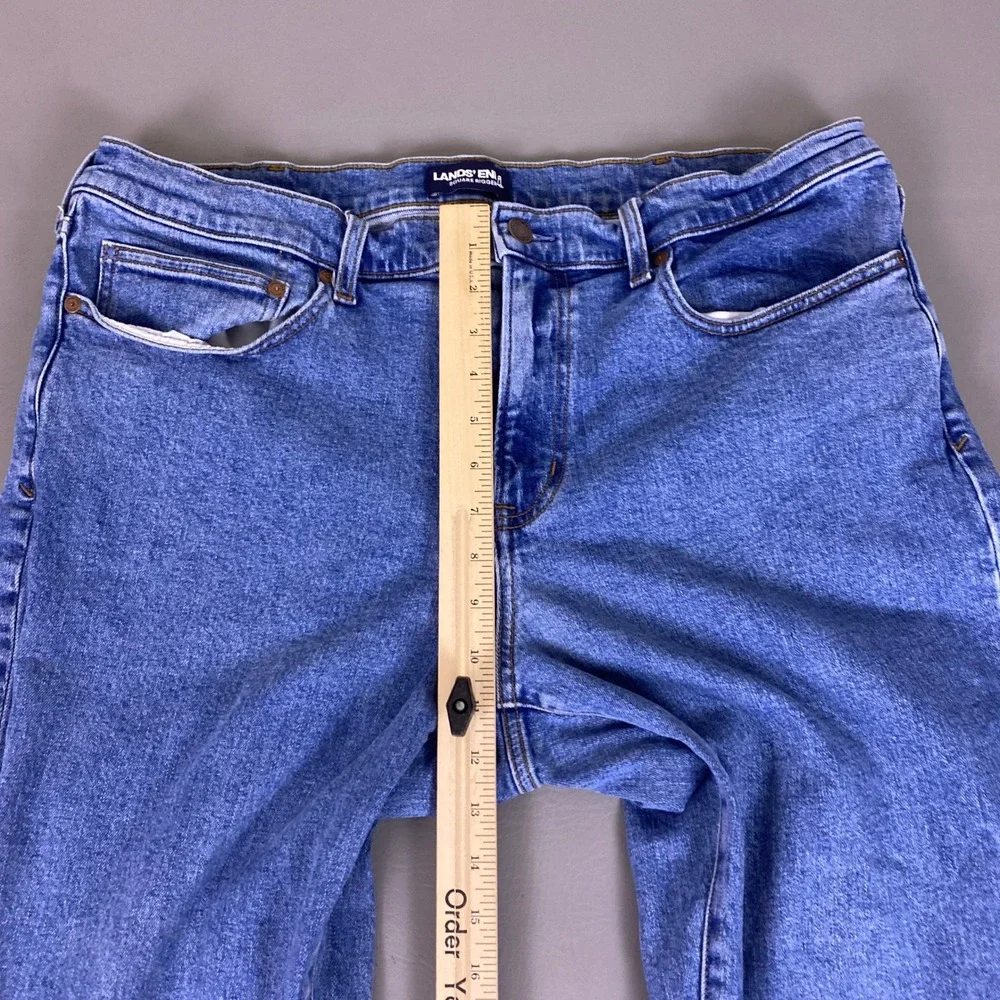 Lands End Square Rigger Jeans Mens Size 38 Blue Medium Wash Straight Stretch